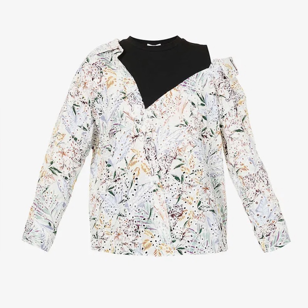 Maje Lapso Jungle-Print Cotton Top